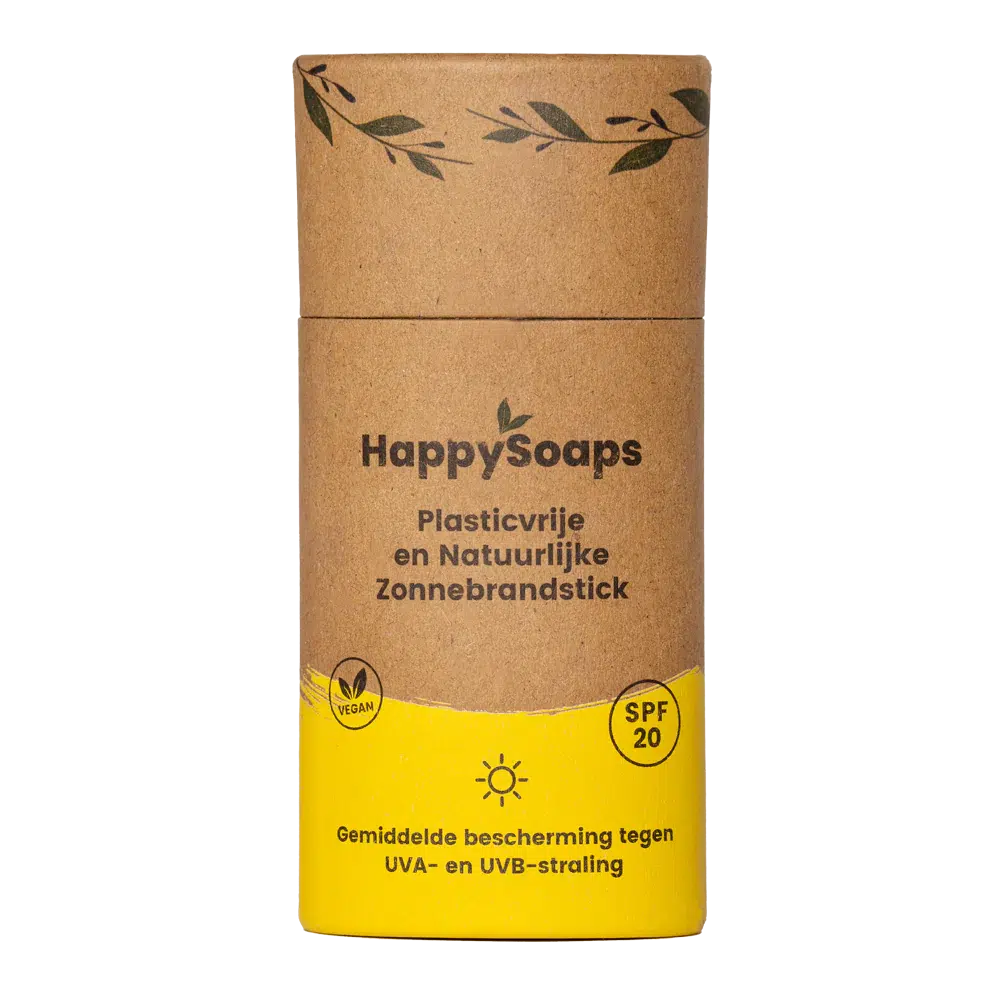 Een gele en zwarte zonnebrandcrème stick met organische, minerale zonbeschermingselementen en een frisse limoengeur - Minerale Zonnebrandstick - Sunny Citrus - SPF 20.